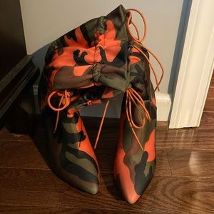 Multi Orange black and green boots